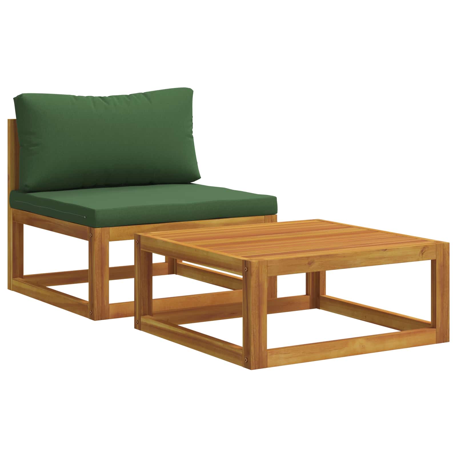 Hoekbank met kussens 100 % polyester Massief Acacia Naturel image 1