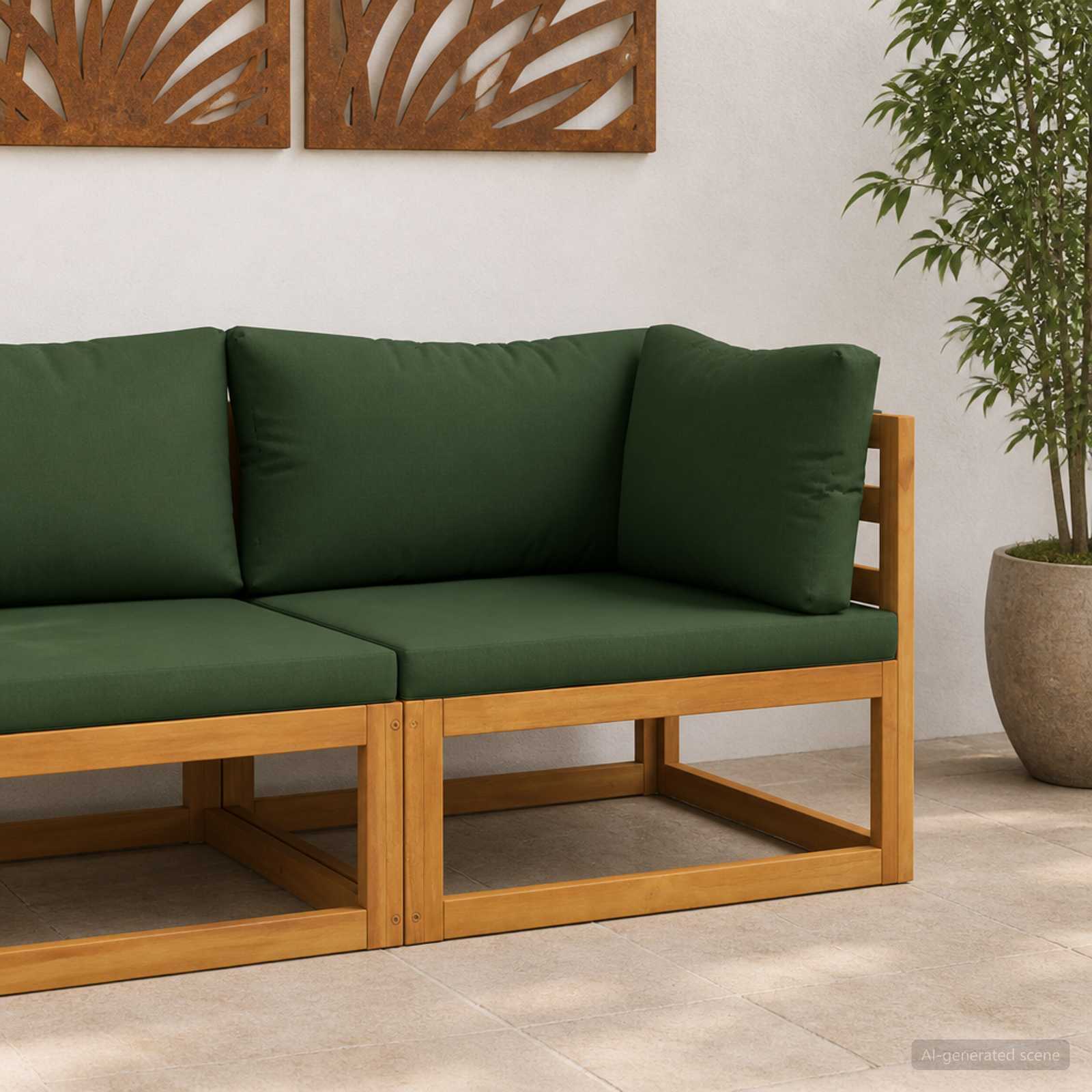 vidaXL Sektionelt hjørnesofa med puder 100 % polyester Solid-Acacia