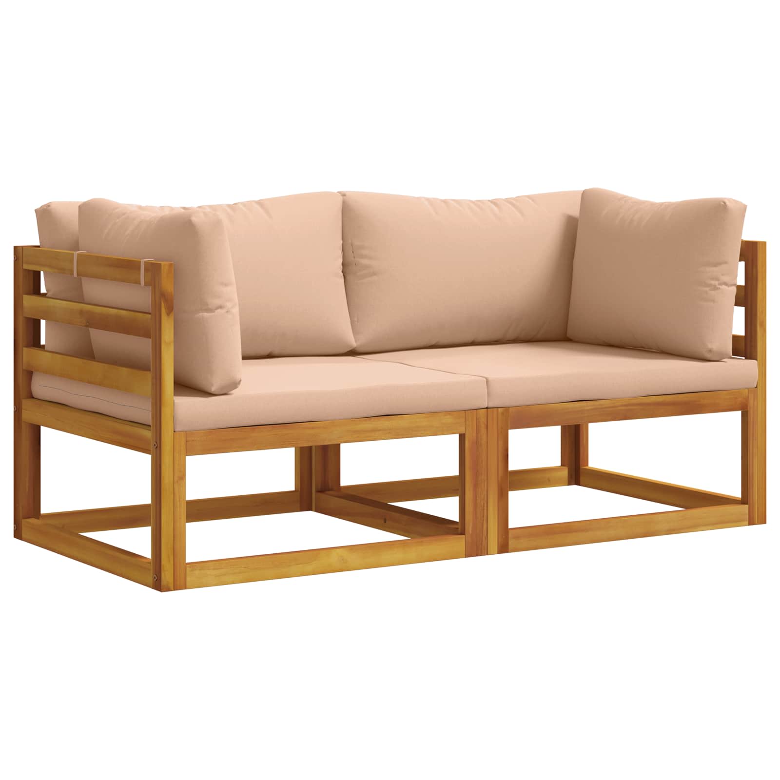 2 st Hoekbank met kussens 100 % polyester Massief Acacia image 1