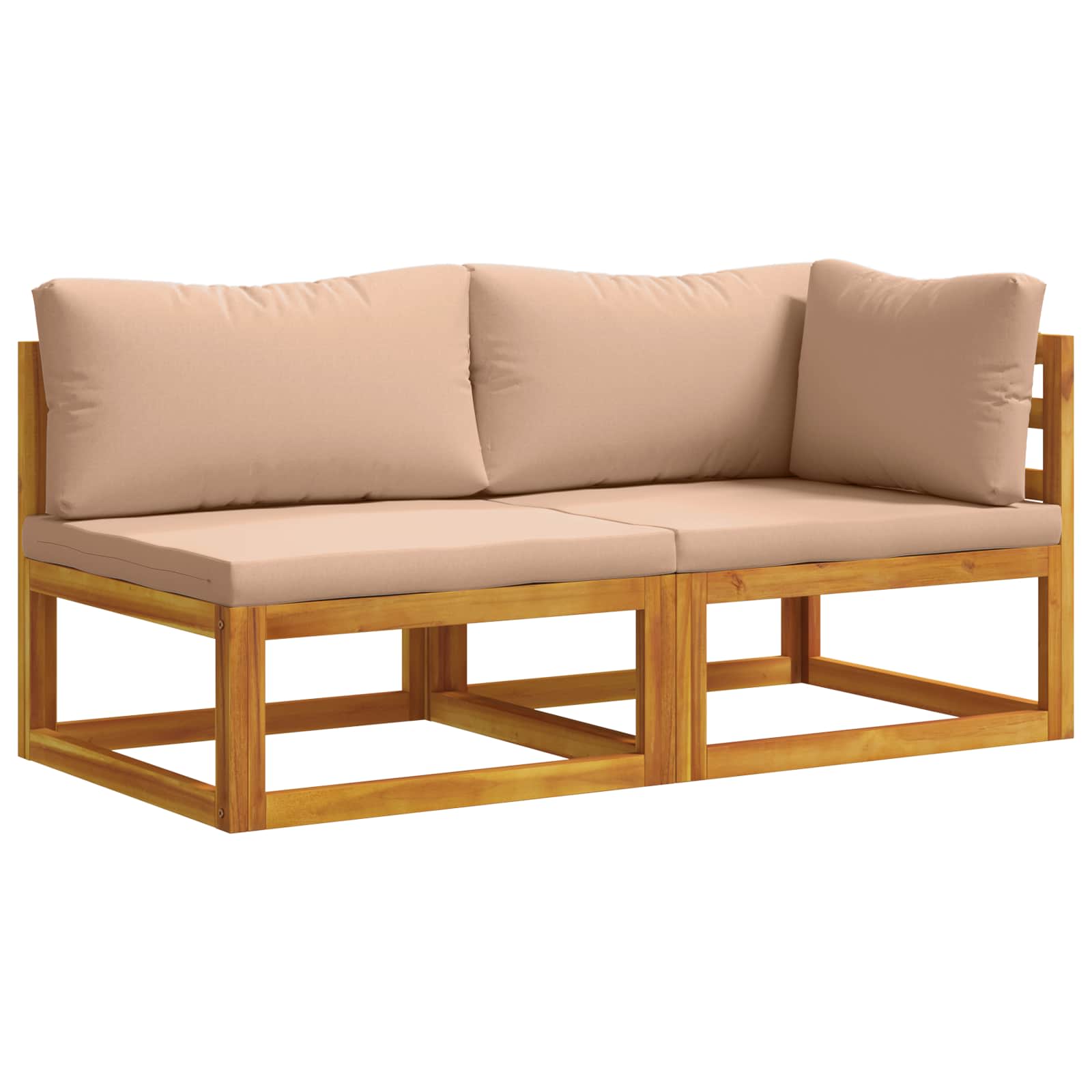 Hoekbank met kussens 100 % polyester Massief Acacia Naturel image 1