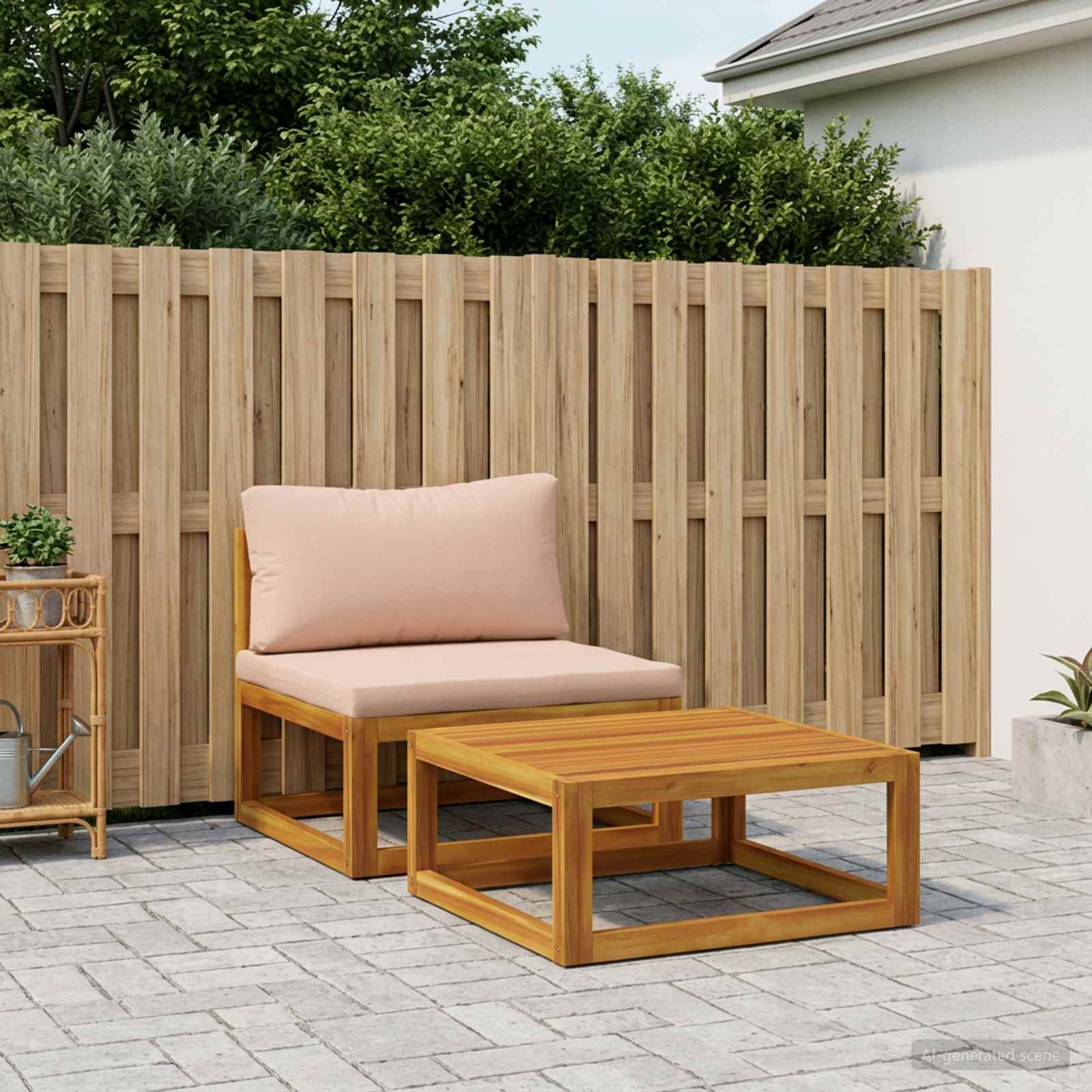 vidaXL Sektionelt hjørnesofa med puder 100 % polyester Solid-Acacia