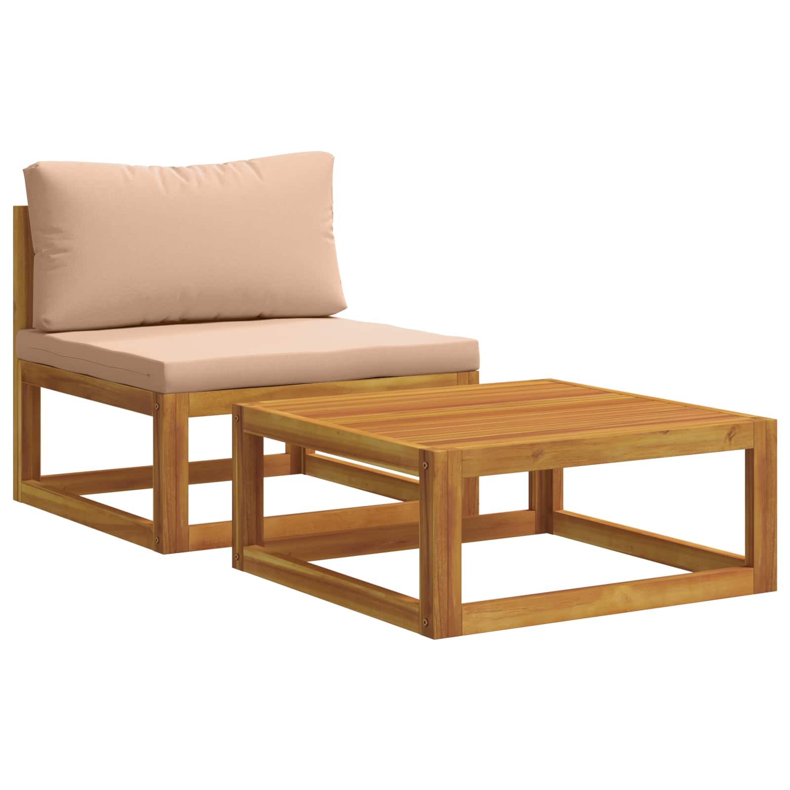 Hoekbank met kussens 100 % polyester Massief Acacia Naturel image 1