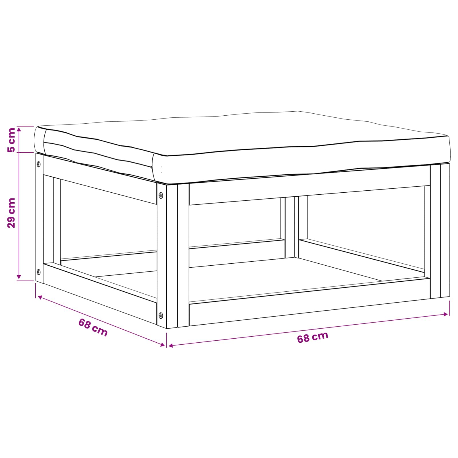 Modulaire voetenbank met kussens 100 % polyester Massief Acacia image 4