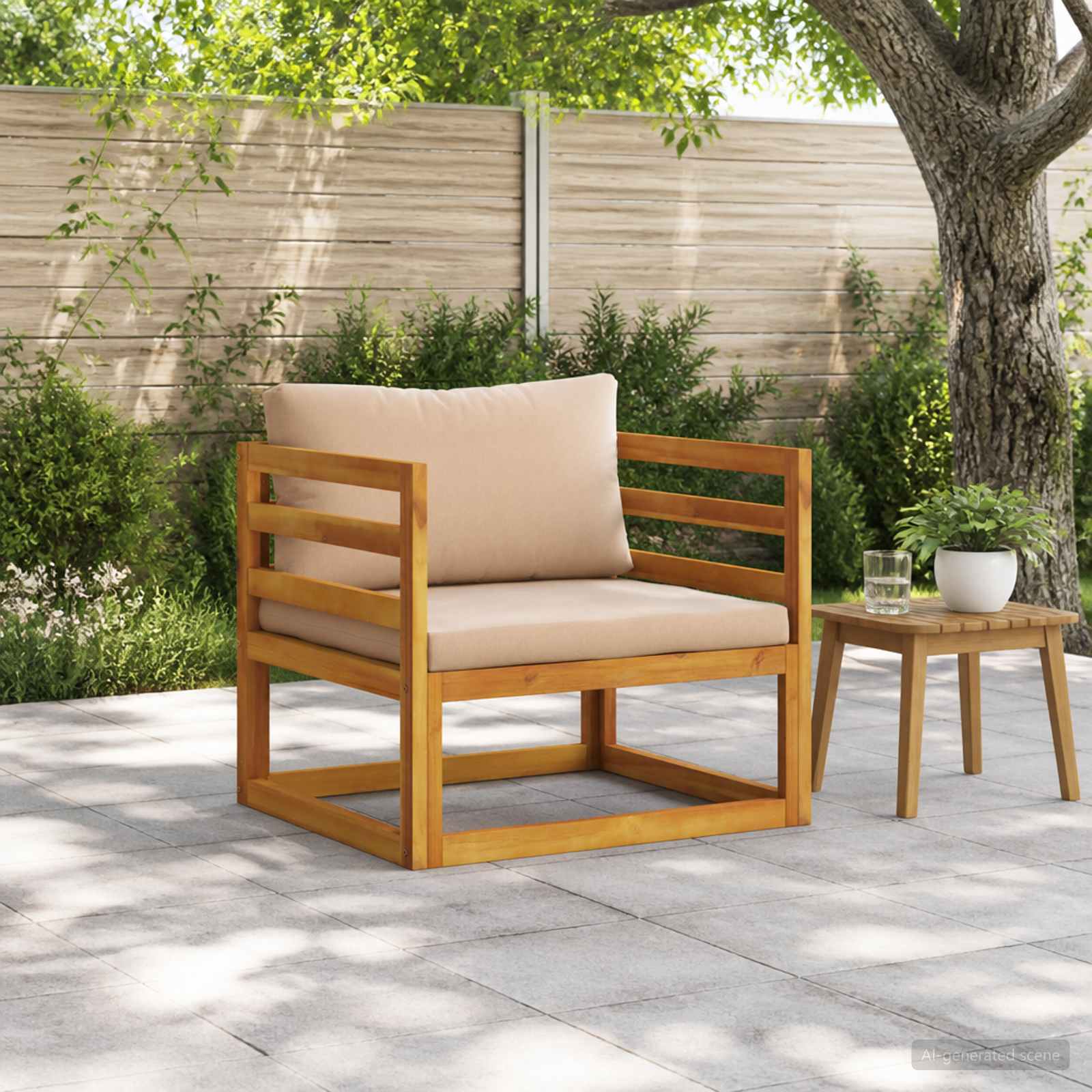 vidaXL Modulopbygget lænestol med hynder 100 % polyester Solid-Acacia