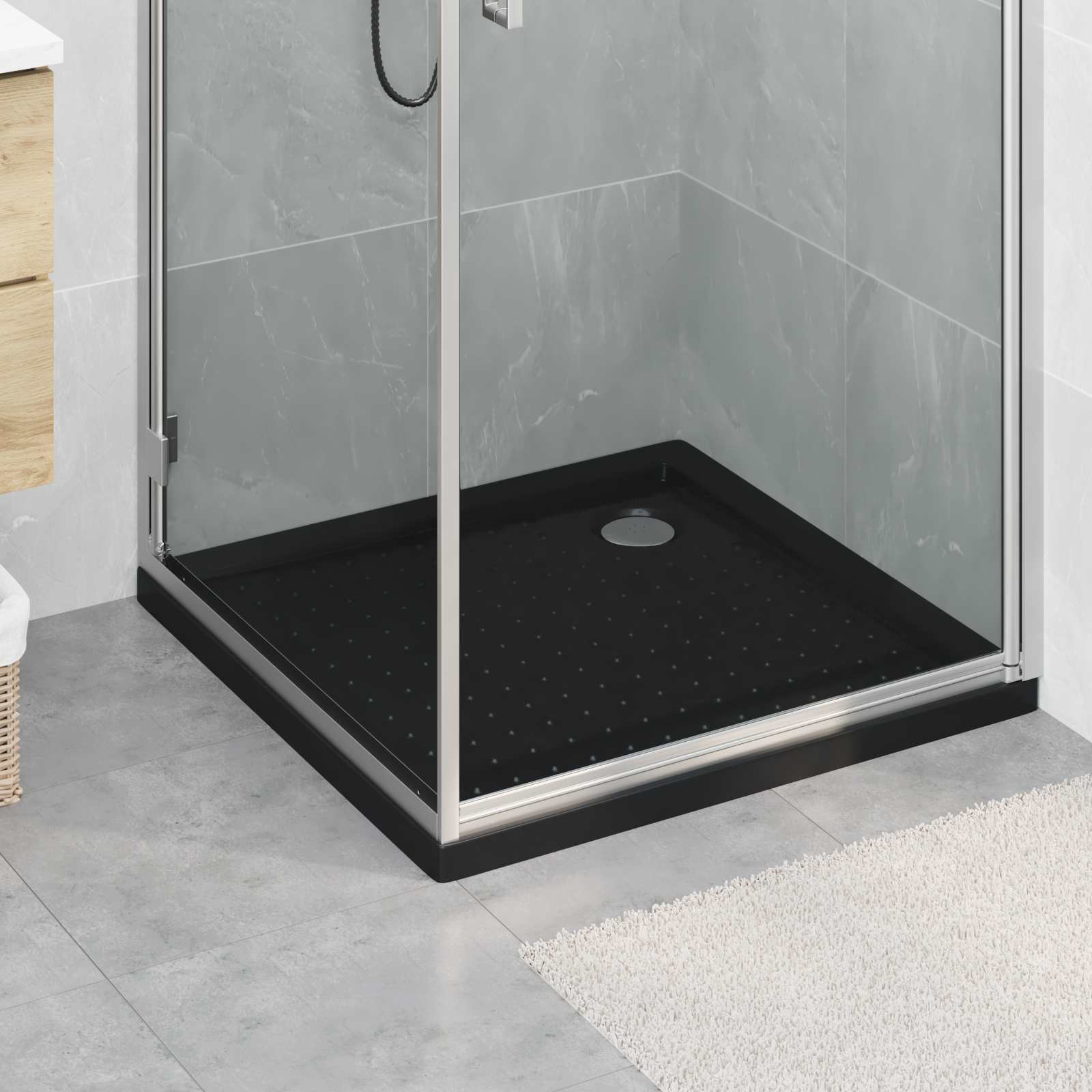 vidaXL Suihkupohja laatta, jossa on pisteitä 80 x 80 x 4 cm ABS Musta