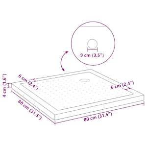 Sprchový základní tác s tečkami 80 x 80 x 4 cm ABS Černá - obrázek 7