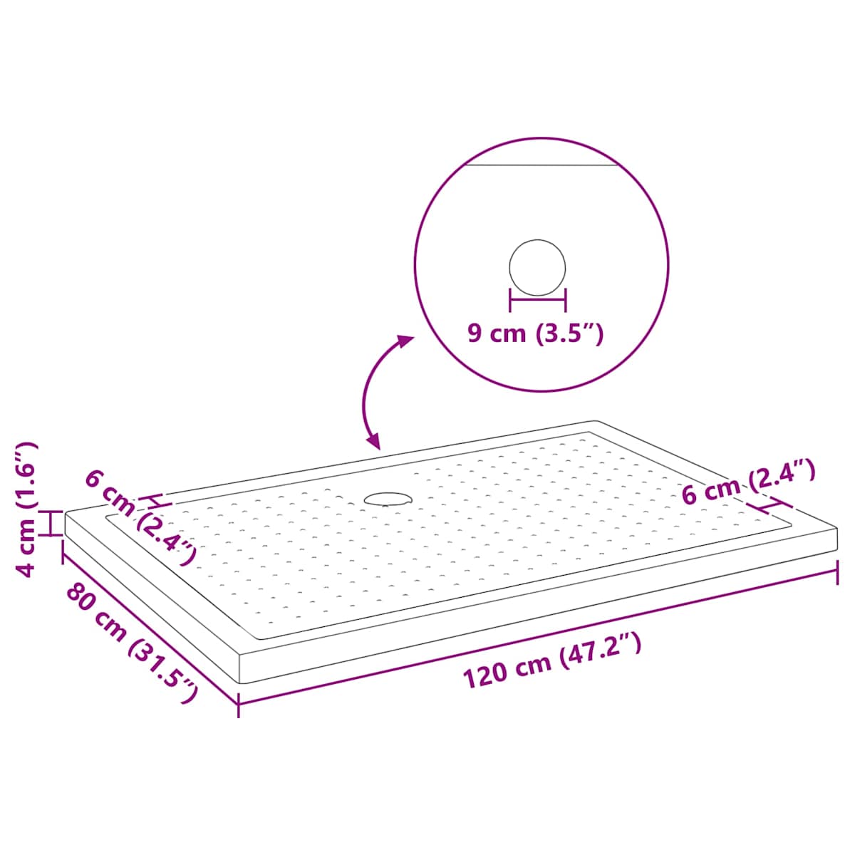 Brusebund Tray med Dots ABS - Billede 7