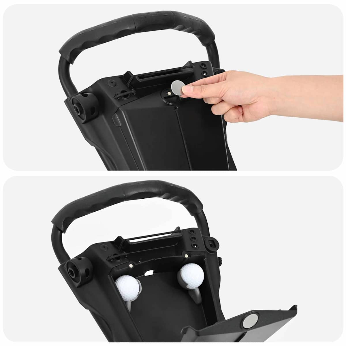 Golf Trolley Sort Jern Sammenklappelig - Billede 7