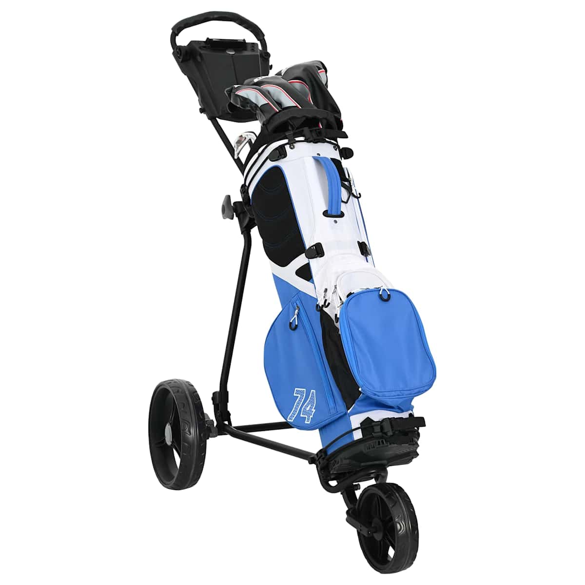 Golf Trolley Sort Jern Sammenklappelig - Billede 2