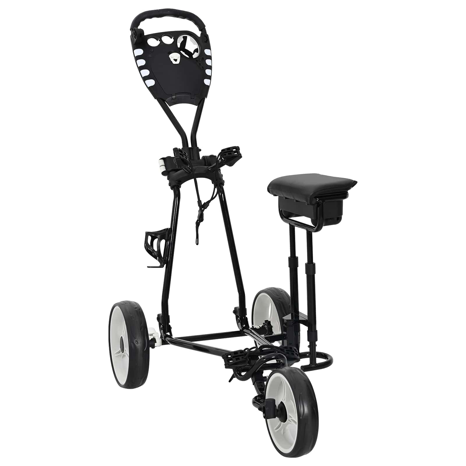 vidaXL Troler de golf cu scaun Negru și Alb 100 x 60 x 130 cm Fier