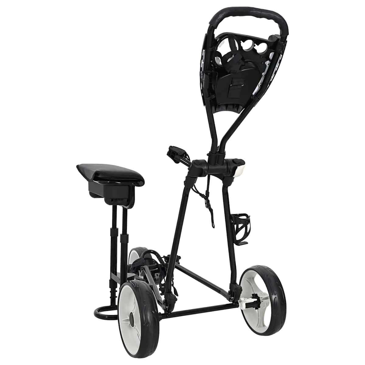 Golf Trolley med sæde Sort og Hvid Jern Sammenklappelig - Billede 5