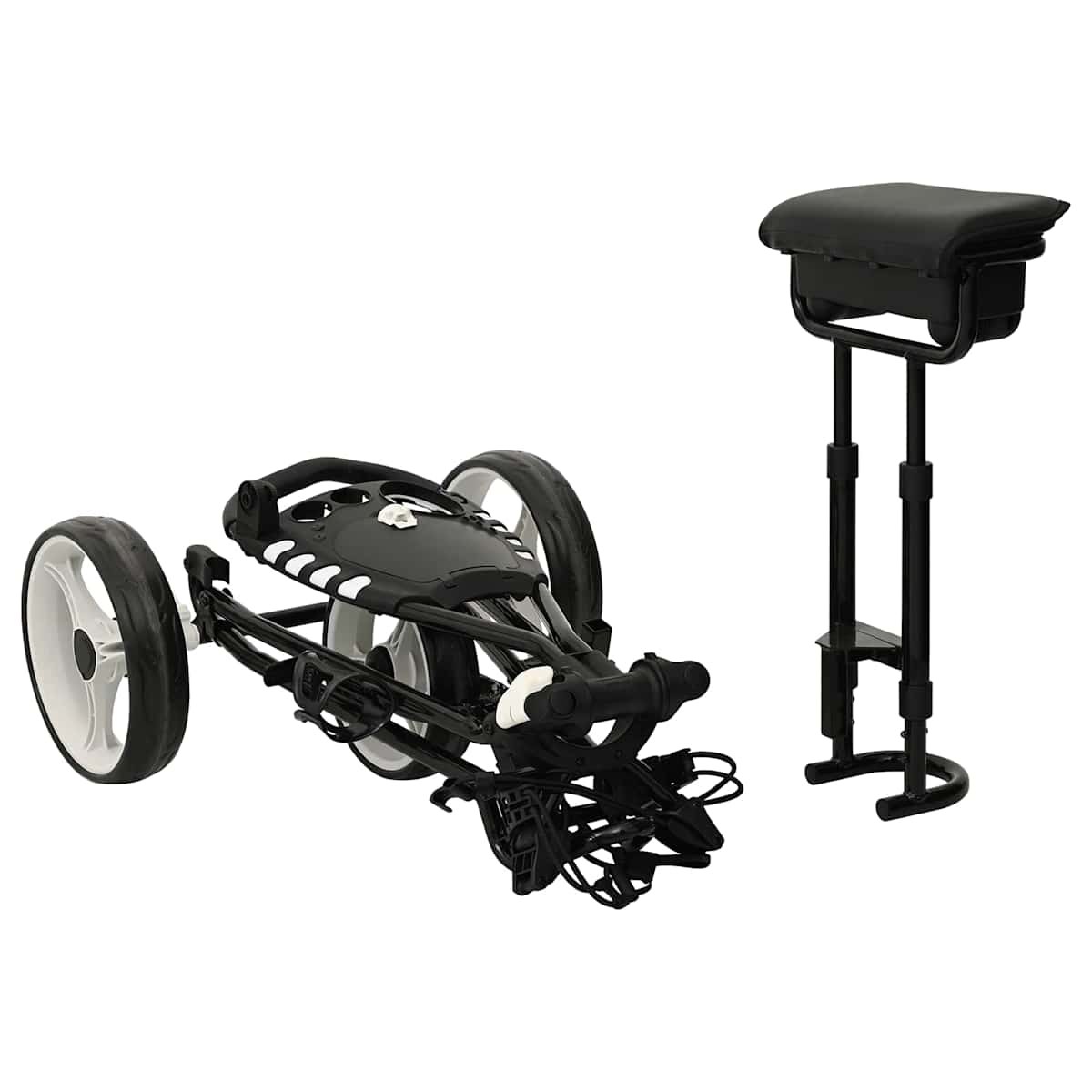 Golf Trolley med sæde Sort og Hvid Jern Sammenklappelig - Billede 8