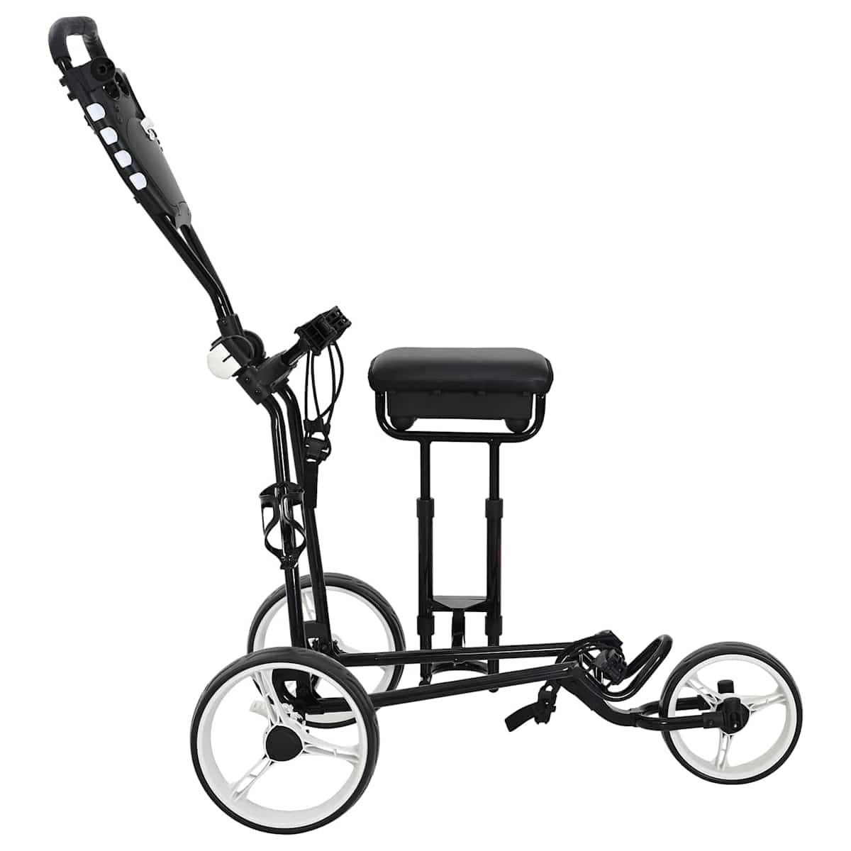 Golf Trolley med sæde Sort og Hvid Jern Sammenklappelig - Billede 4