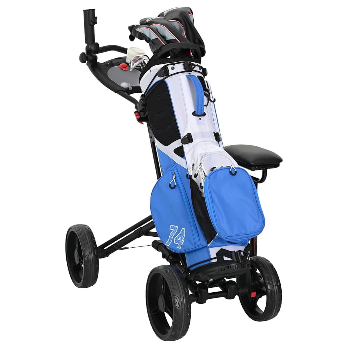 Golf Trolley med sæde Sort Aluminium Sammenklappelig - Billede 2
