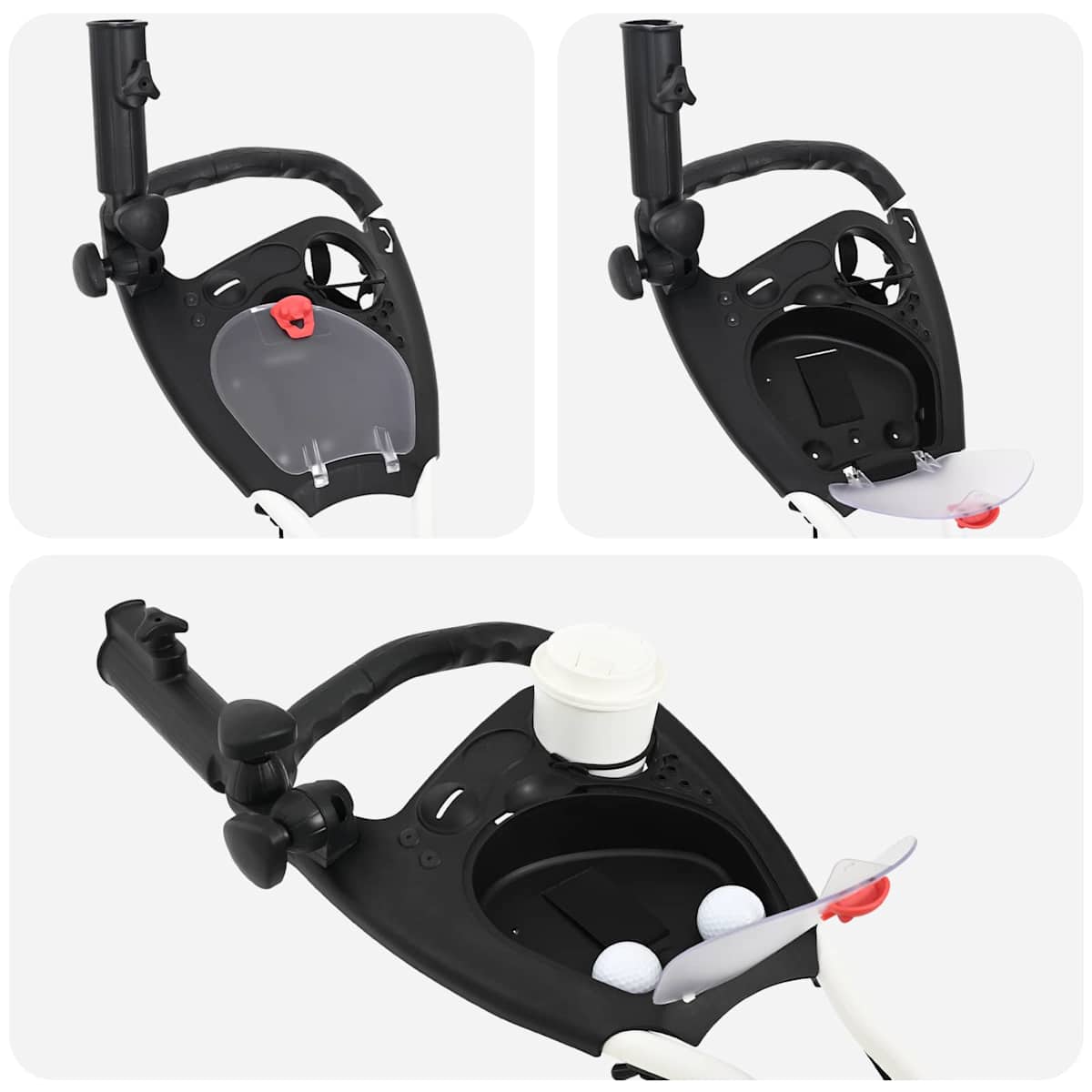 Golf Trolley Sort og Hvid Aluminium Sammenklappelig - Billede 6