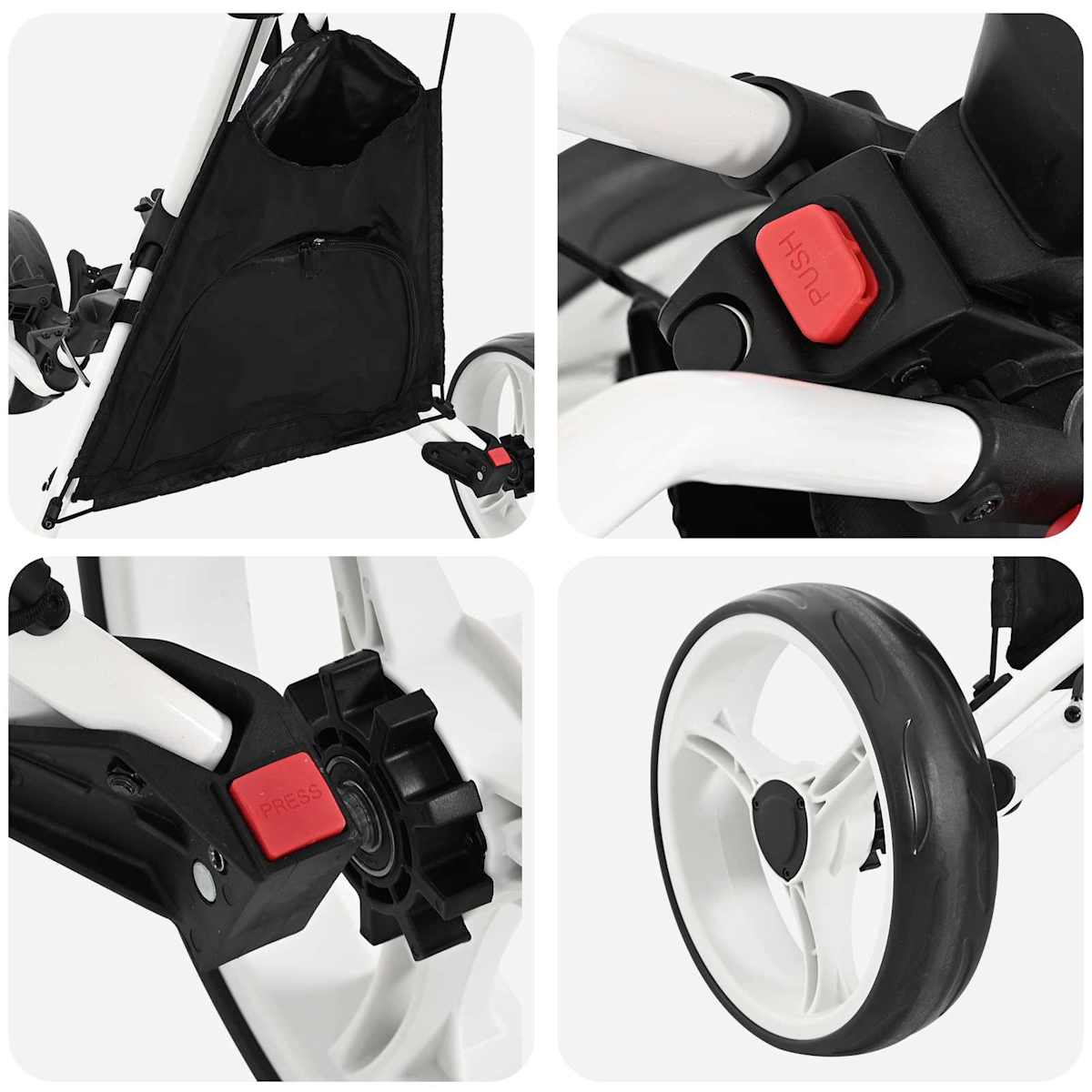 Golf Trolley Sort og Hvid Aluminium Sammenklappelig - Billede 7
