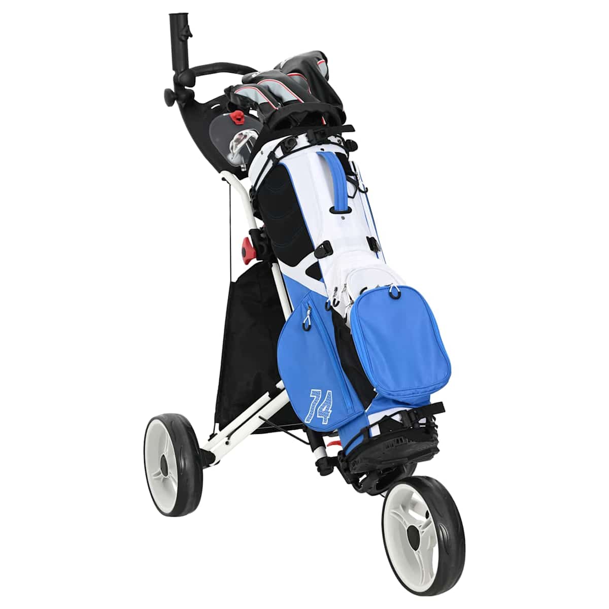 Golf Trolley Sort og Hvid Aluminium Sammenklappelig - Billede 2