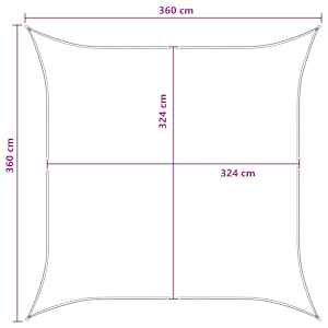 Sluneční plachta Antracitová a bílá 3,6 x 3,6 m HDPE - obrázek 8