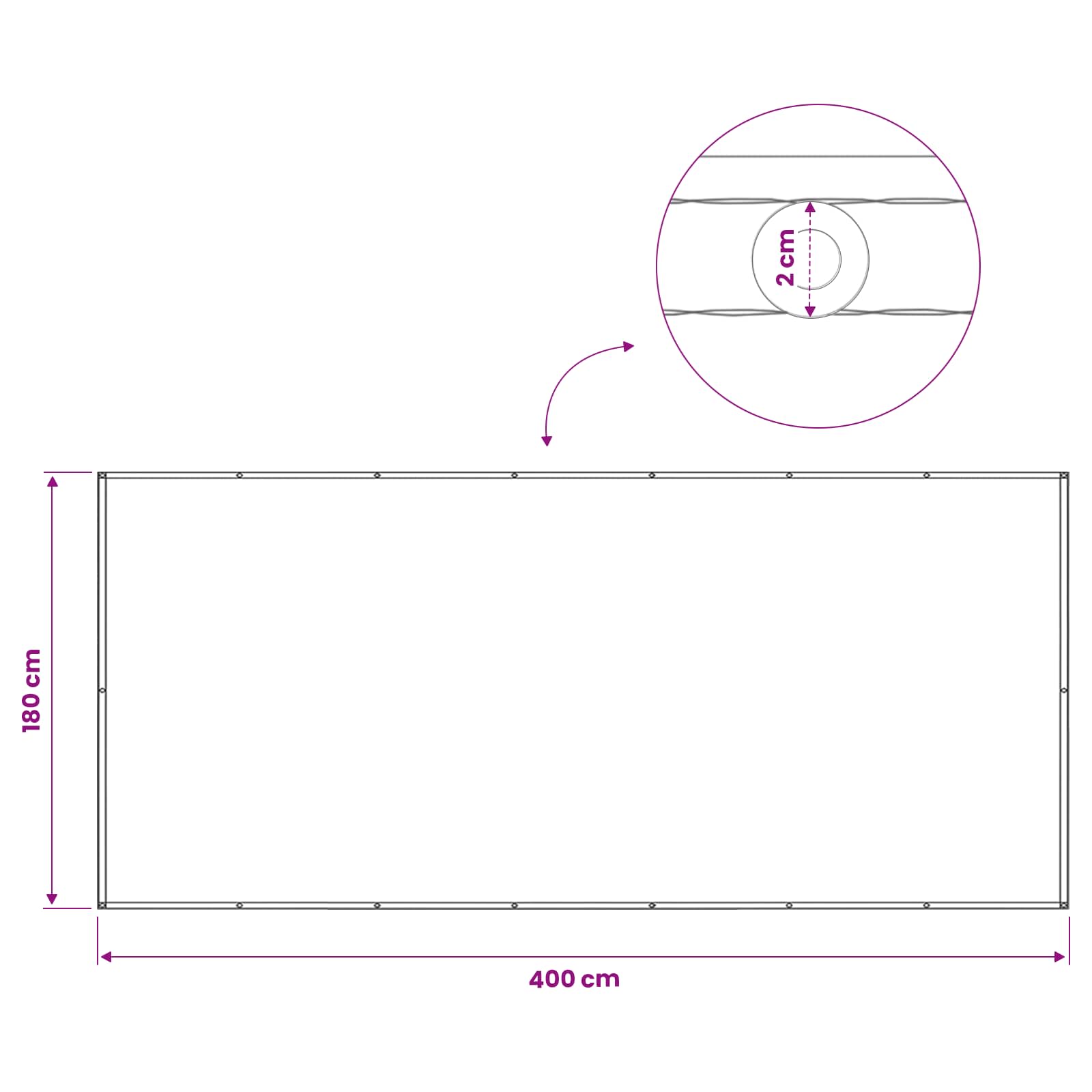 Zaslon za zasebnost na balkonu 180 x 400 cm Blago s PU prevleko - slika 6