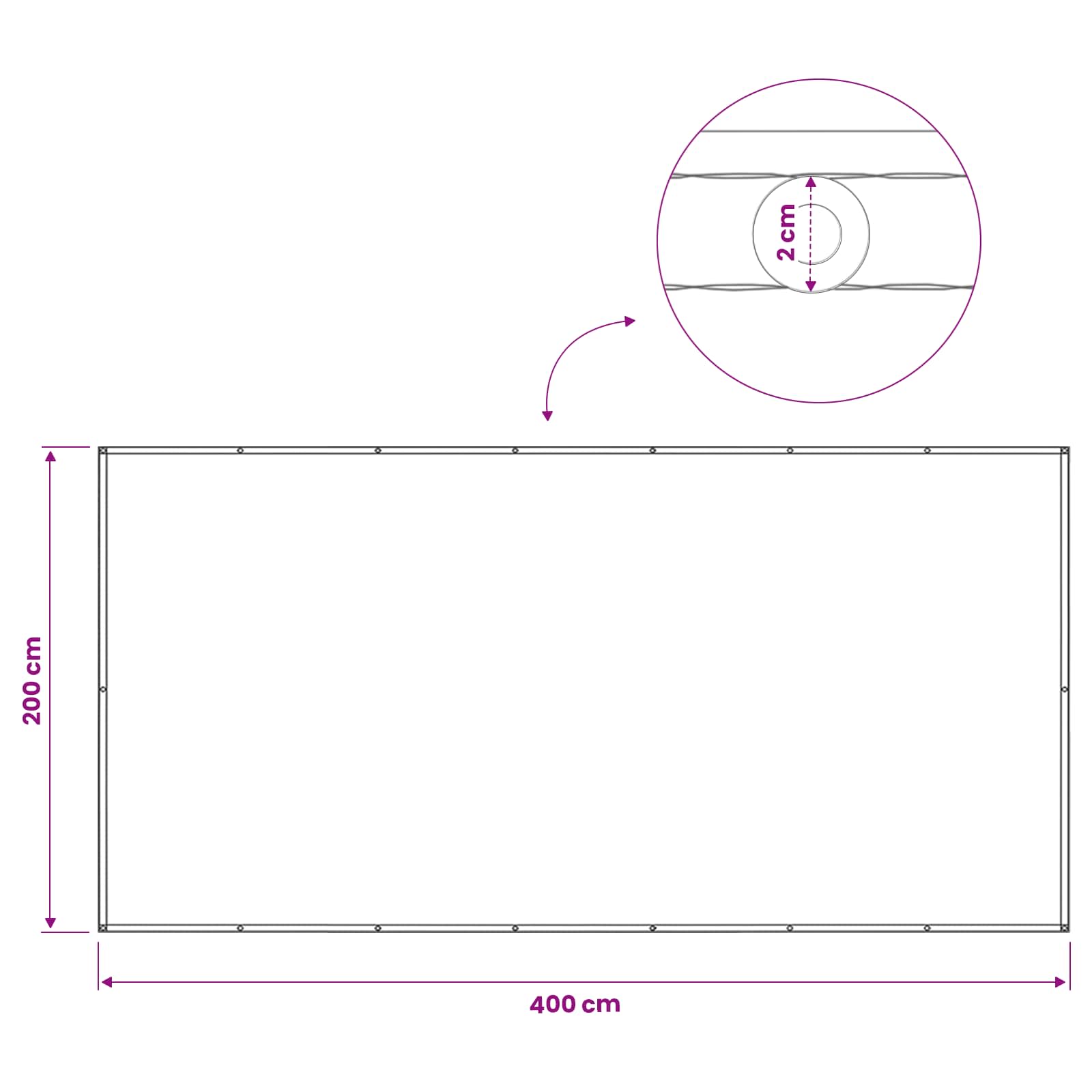 Balkon Privacy Scherm 200 x 400 cm Stof met PU-coating Wit image 6