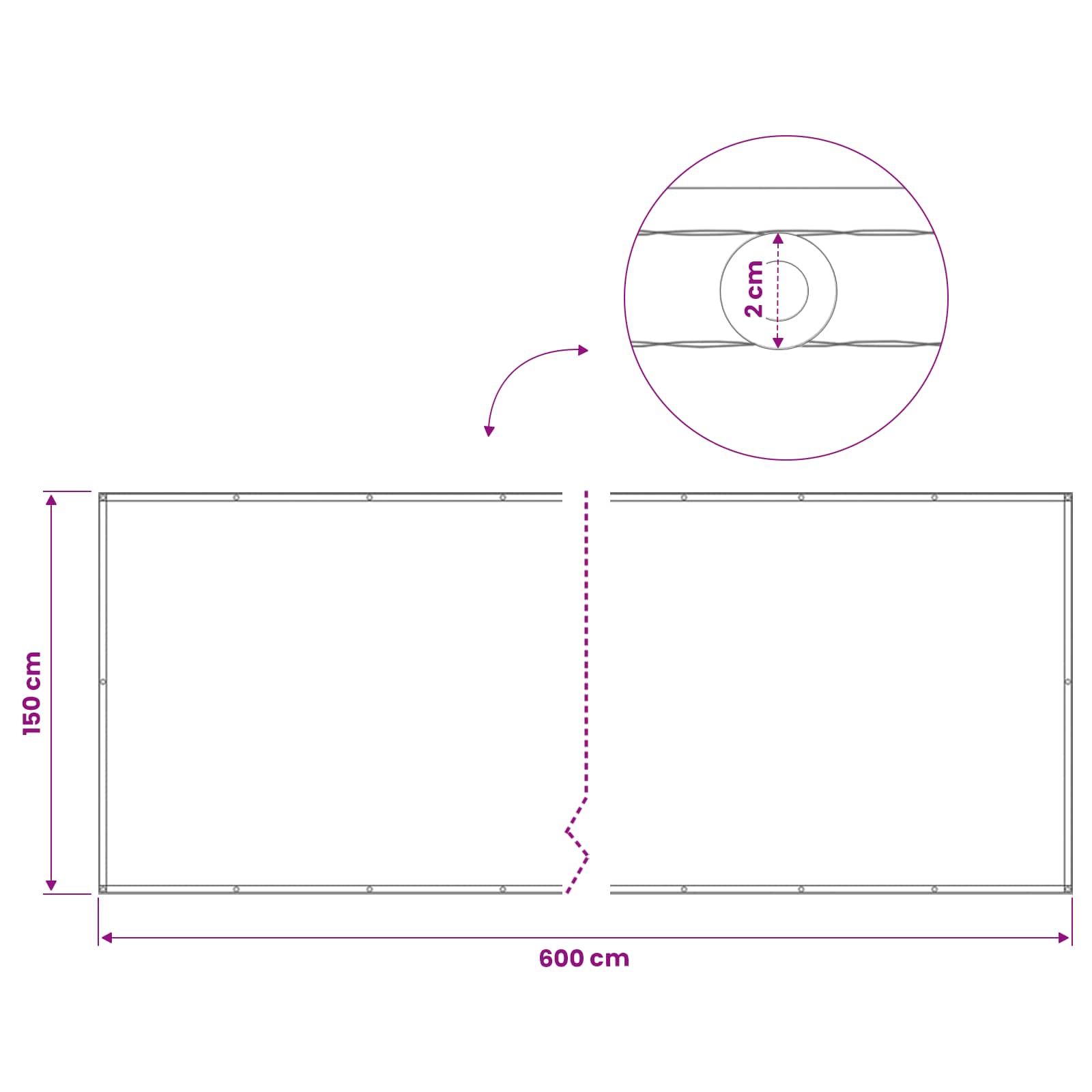 Balkon Privacy Scherm 150 x 600 cm Stof met PU-coating image 6