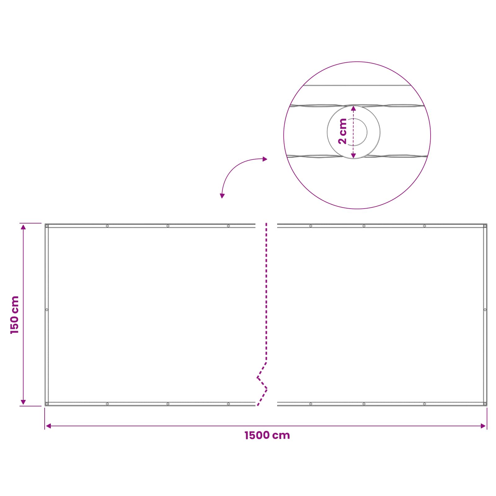 Balkon Privacy Scherm 1,5 x 15 m Stof met PU-coating image 6