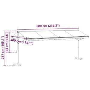 Volně stojící markýza Antracitová 6 x 3 m Polyester - obrázek 11