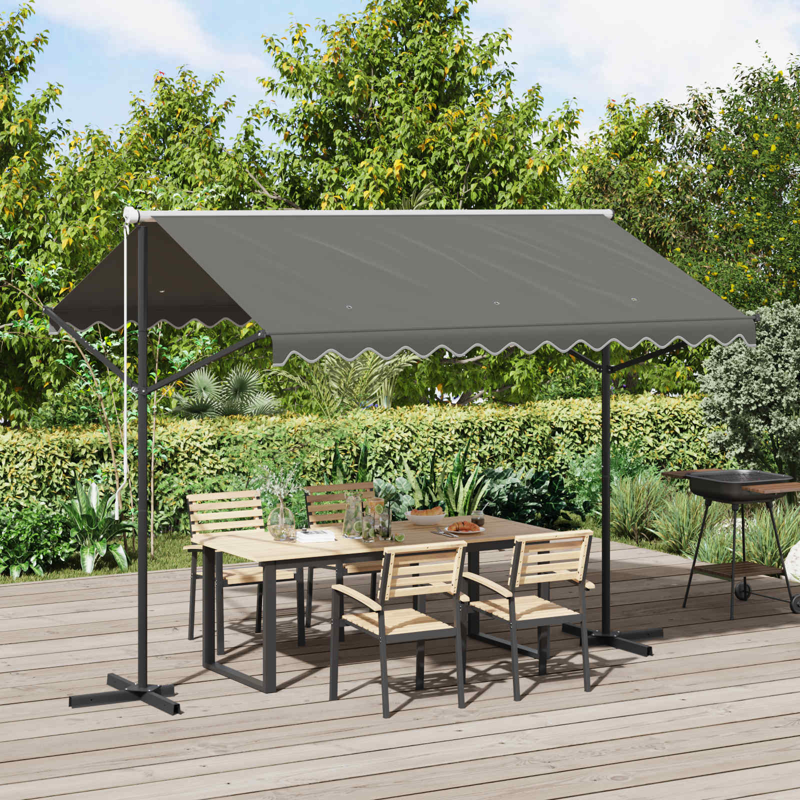 Vrijstaande luifel Grijs 3 x 3 m Polyester image 1