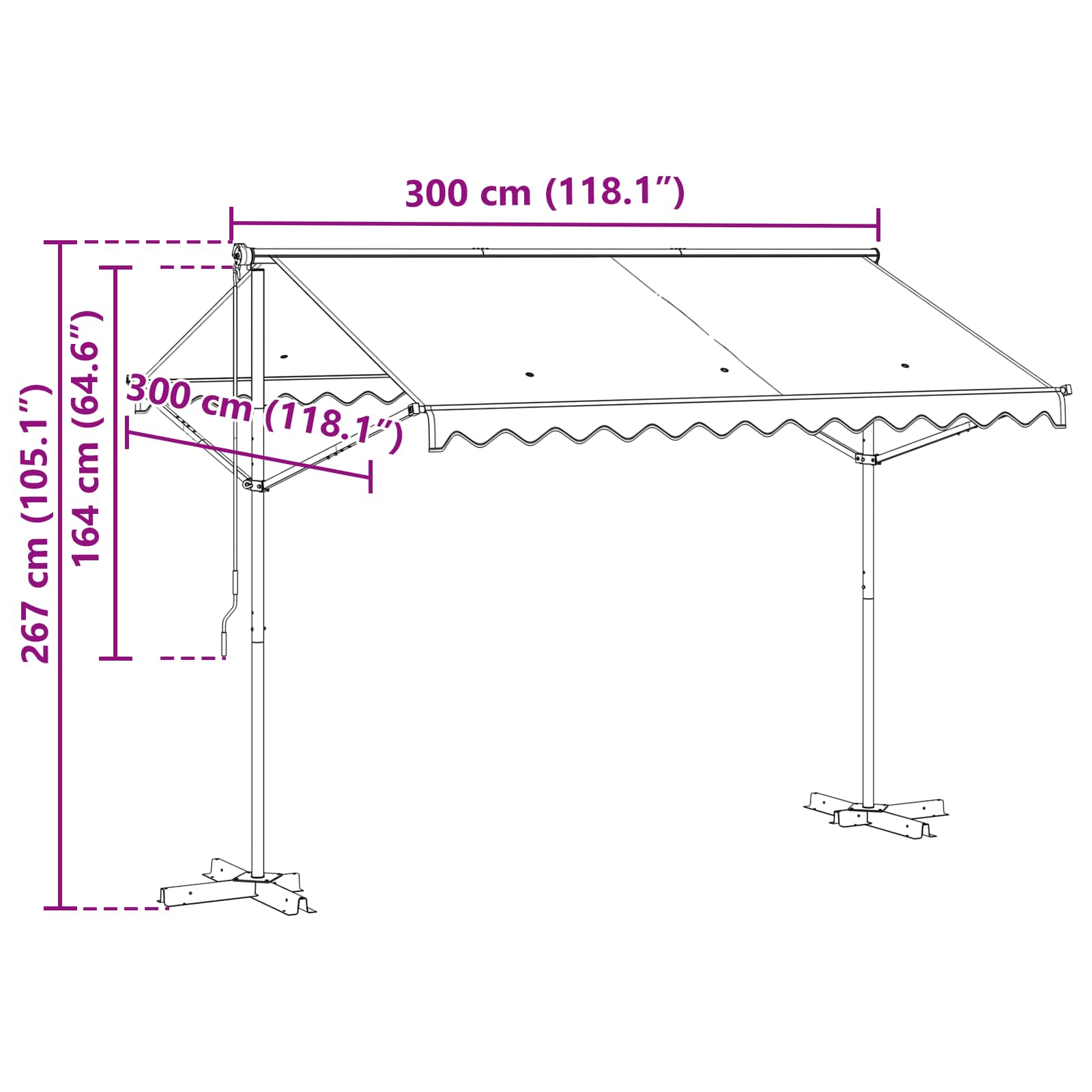 Vrijstaande luifel Grijs 3 x 3 m Polyester image 11
