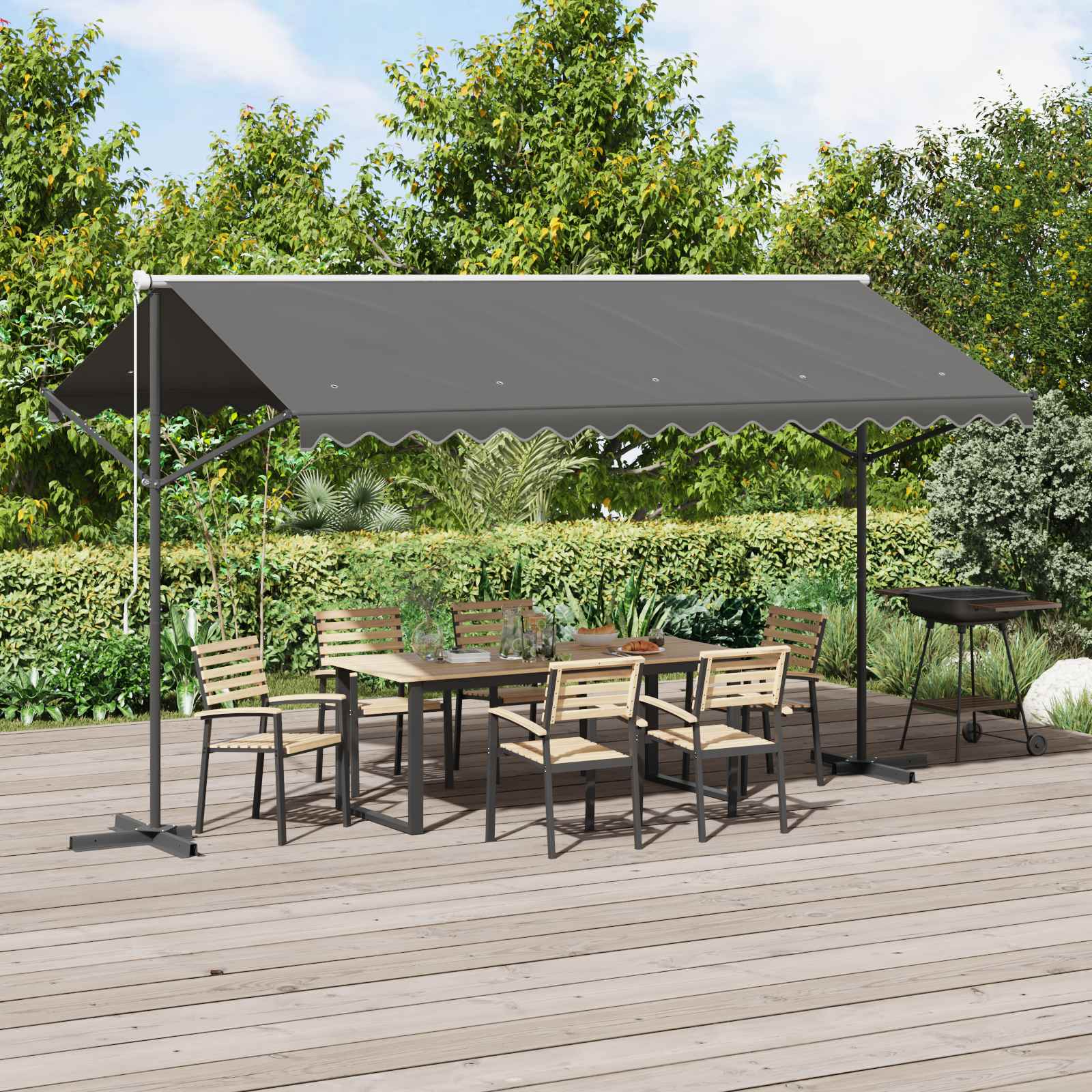 Vrijstaande luifel Grijs 4 × 3 m Polyester image 1