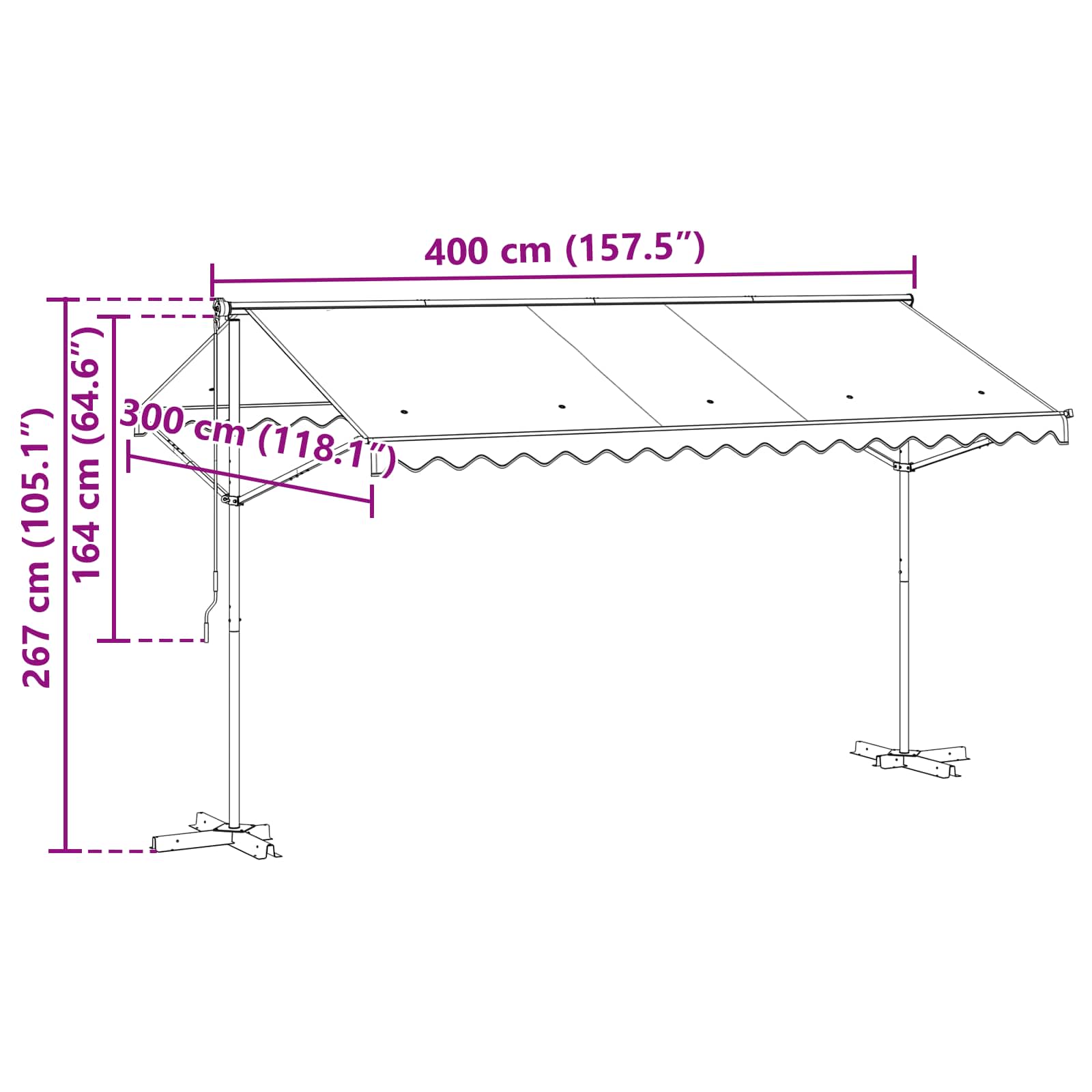 Vrijstaande luifel Grijs 4 × 3 m Polyester image 11