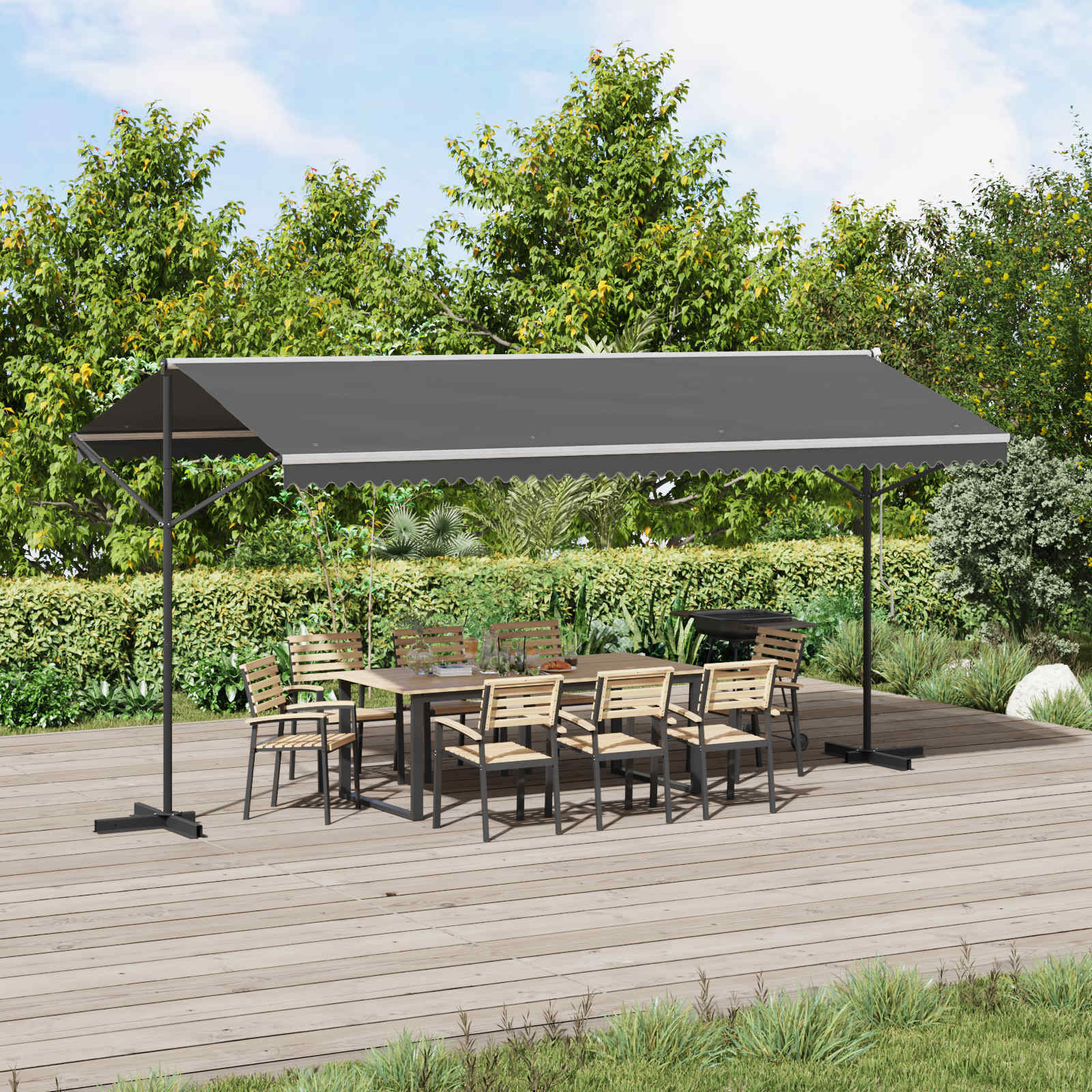 Vrijstaande luifel Grijs 5 x 3 m Polyester image 1