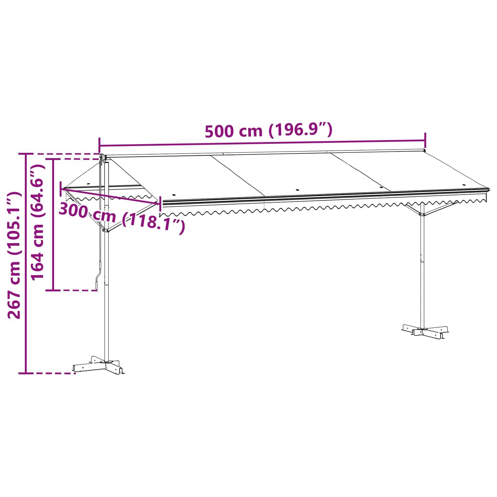 Vrijstaande luifel Grijs 5 x 3 m Polyester image 11