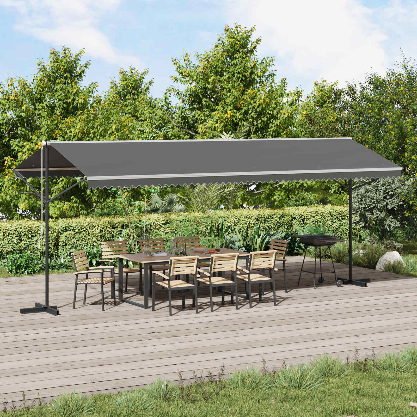 Vrijstaande luifel Grijs 6 x 3 m Polyester image 1