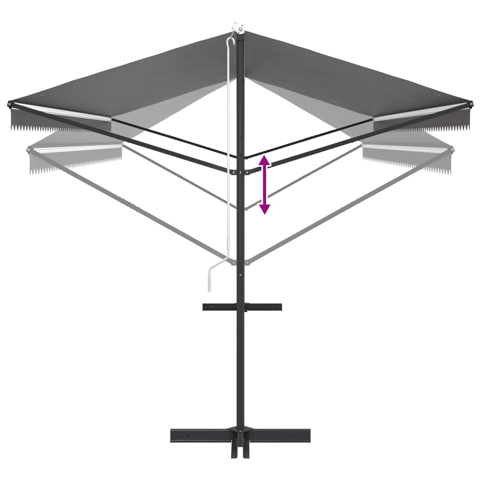 Vrijstaande luifel Grijs 6 x 3 m Polyester image 9