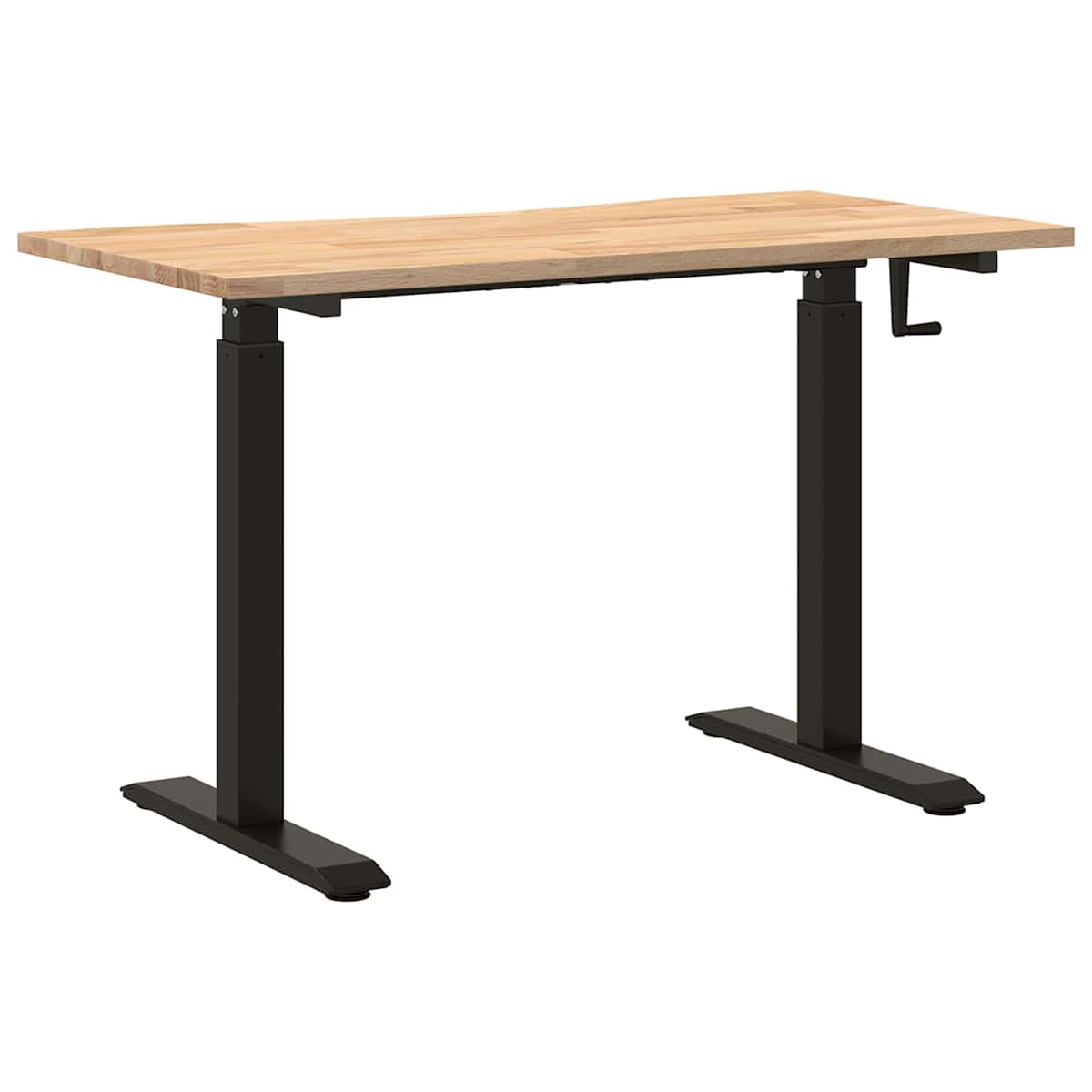 Bord med opbevaring Sort og naturlig 120 x 60 cm Massivt Eg Træ - Billede 6