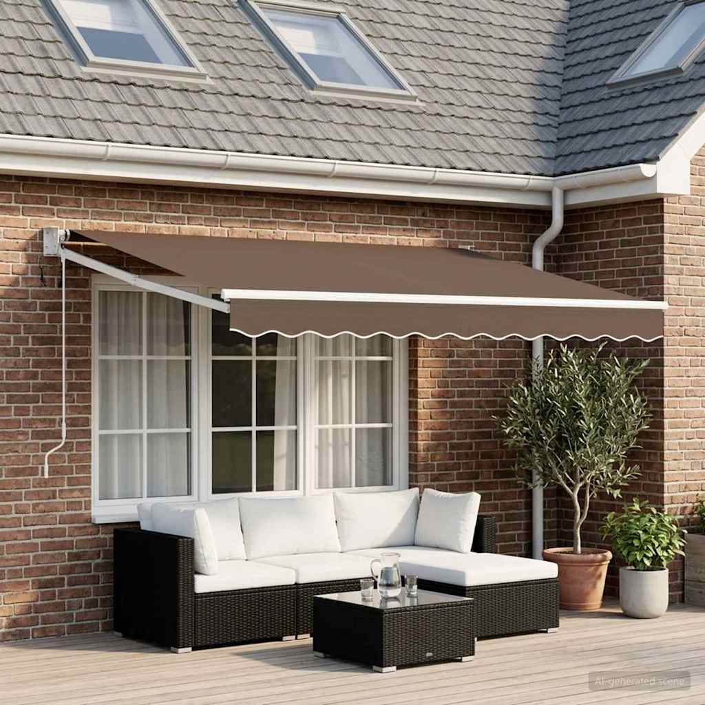 vidaXL Električni zložljiv senčnik Taupe 100% poliester in aluminij