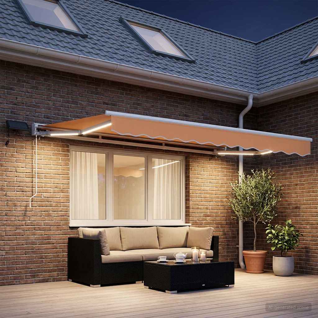 vidaXL Ročno senčilo s LED-ji Peščena 2,5 x 2 m