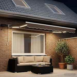 Manuální rám markýzy s LED Taupe 3,5 x 2 m - obrázek 1