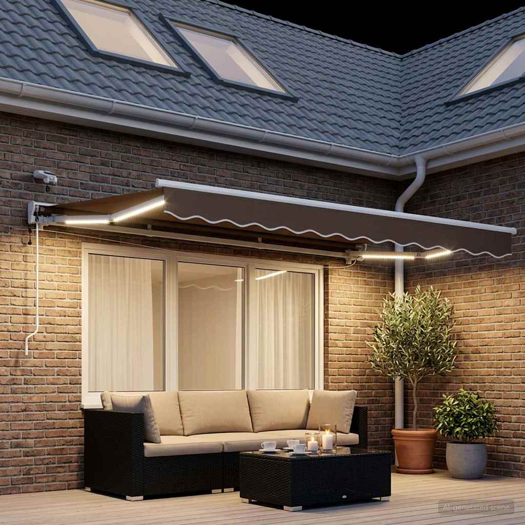vidaXL Električni zložljiv senčnik Taupe 3,5 x 2,5 m