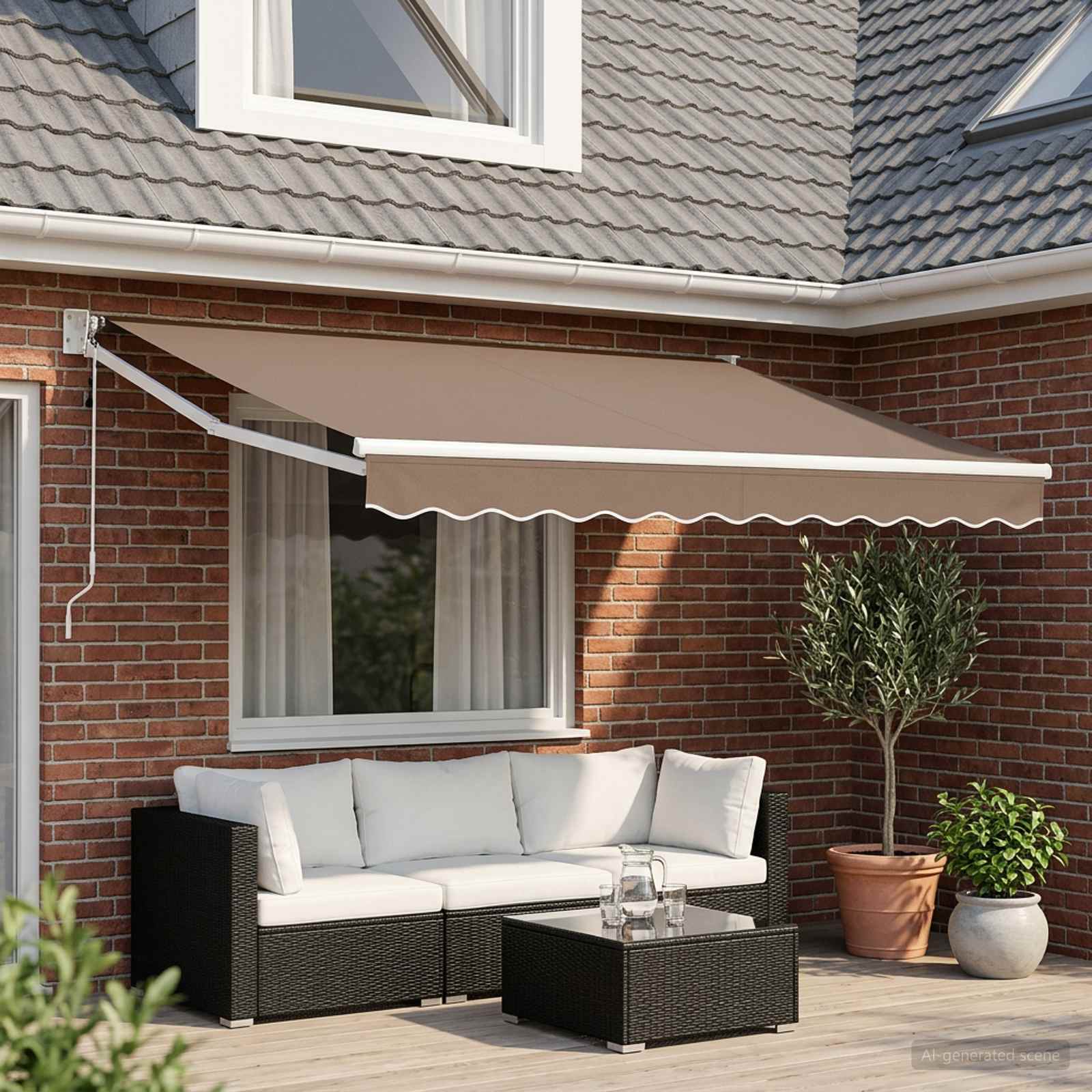 vidaXL Električni zložljiv senčnik Taupe 100% poliester in aluminij
