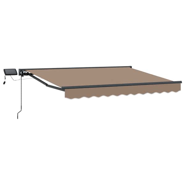vidaXL Manuaalne varikatus LED-idega Pruunikashall 3,5 x 2 m