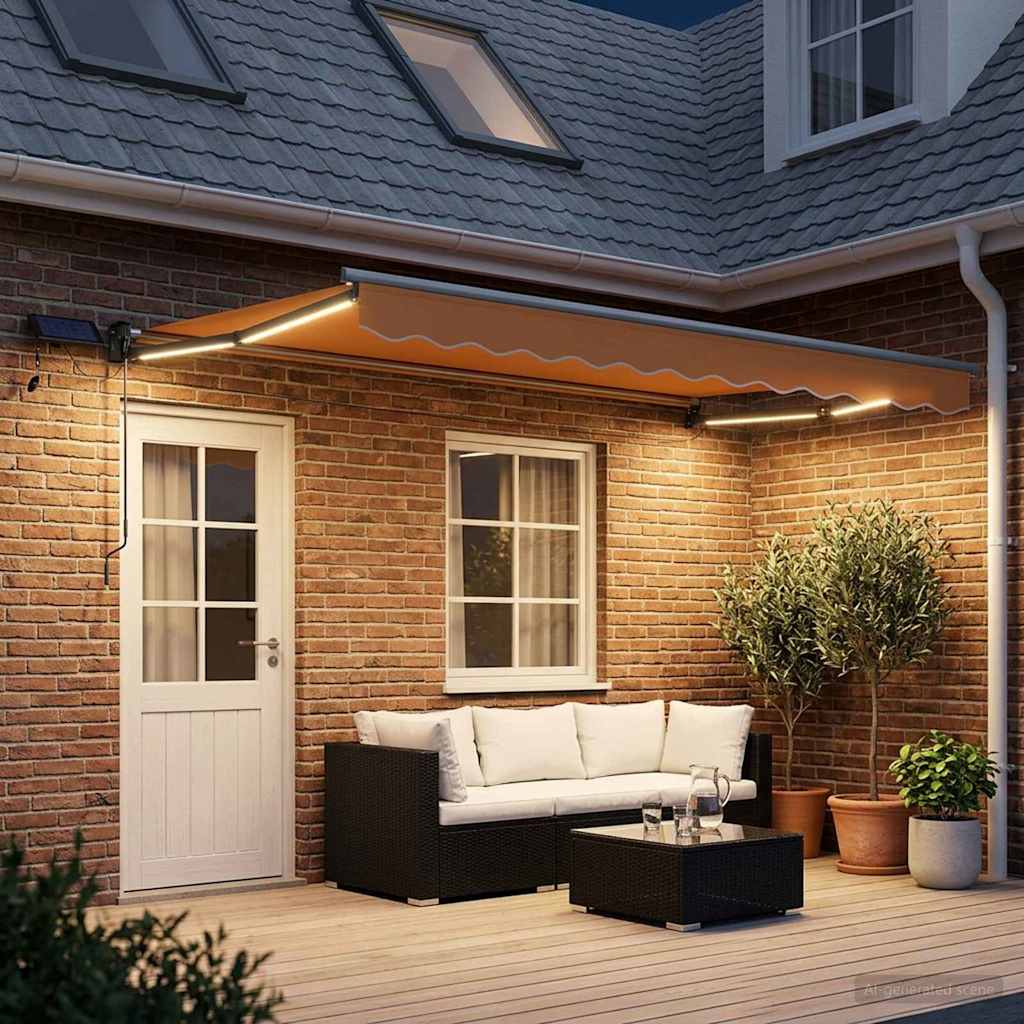 Manuelle Gelenkarmmarkise mit LEDs Sand – Ansicht 3