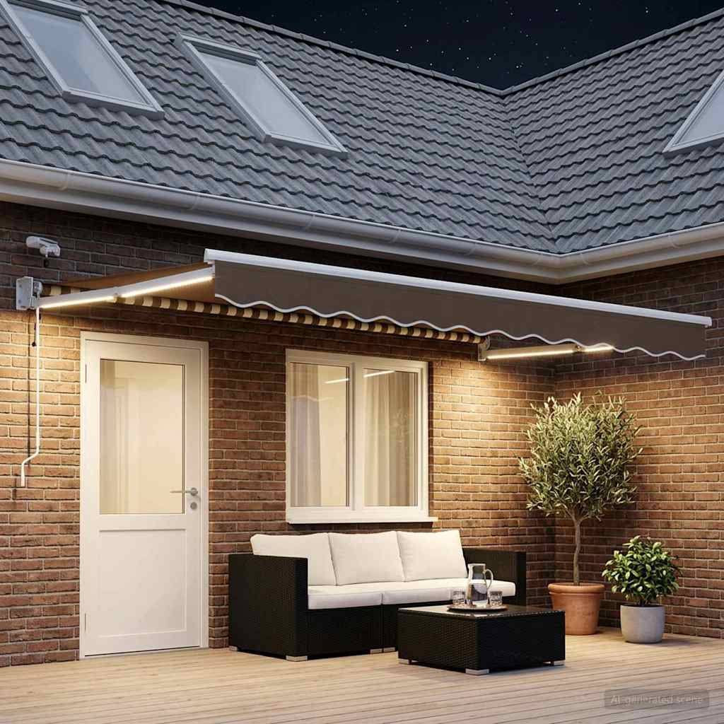 vidaXL Električni zložljiv senčnik Taupe 100% poliester in aluminij