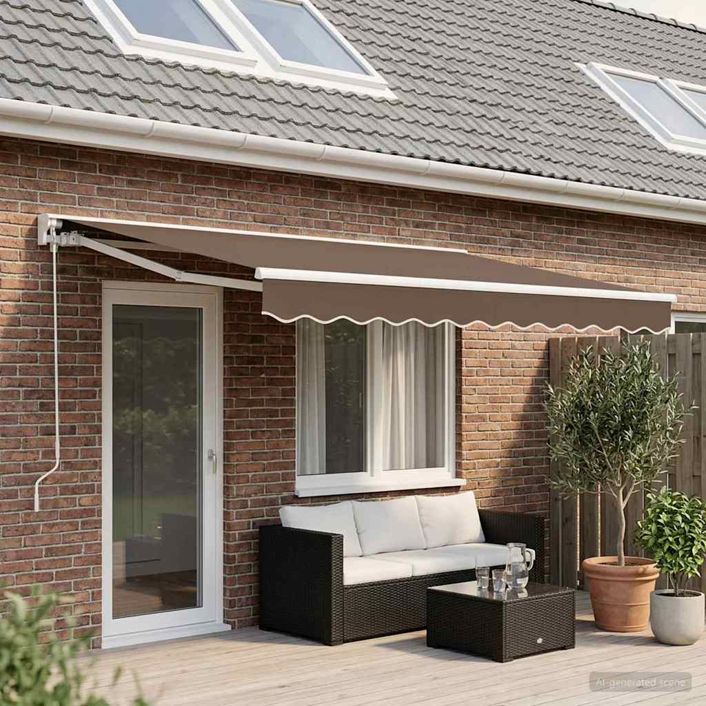 Handmatig uitschuifbare luifel Taupe 4,5 × 3,5 m image 1