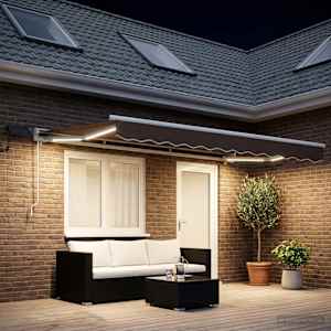 Manuální rám markýzy s LED Taupe 4 × 3,5 m - obrázek 1