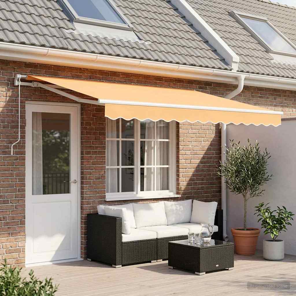 vidaXL Vlečna tenda Peščena 4 × 3 m 100% poliester in aluminij