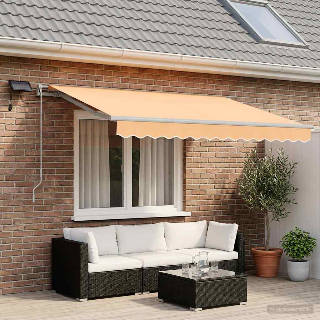 vidaXL Retraktilna tenda Peščena 350 x 250 cm Tkanina in jeklo