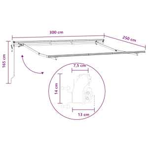 Stahovací markýza Světle šedá a bílá 300 x 250 cm - obrázek 8