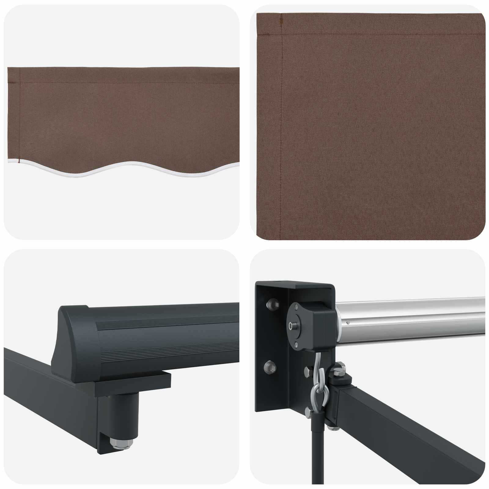 Handbediende luifel met LED's Taupe 100% Polyester en Aluminium image 4